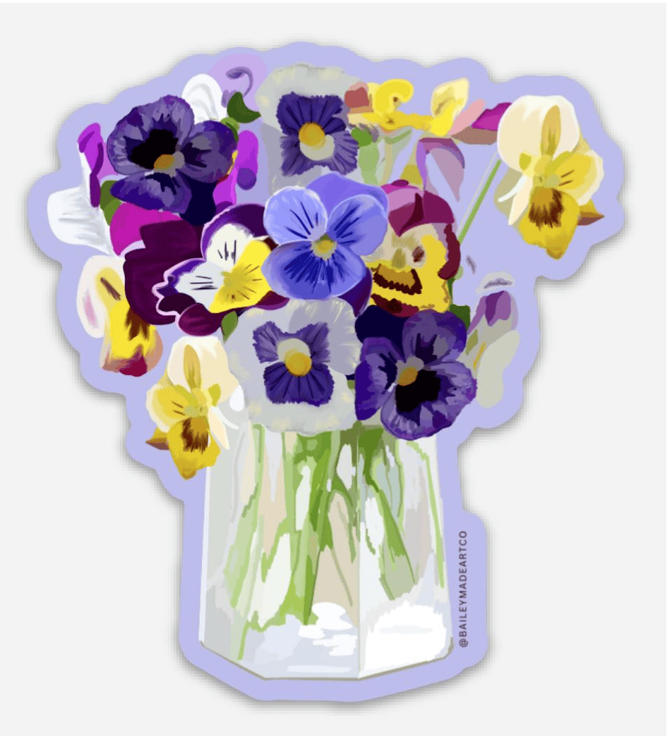 Bailey Made Art Co Pansy Bouquet Vinyl Sticker Sticker