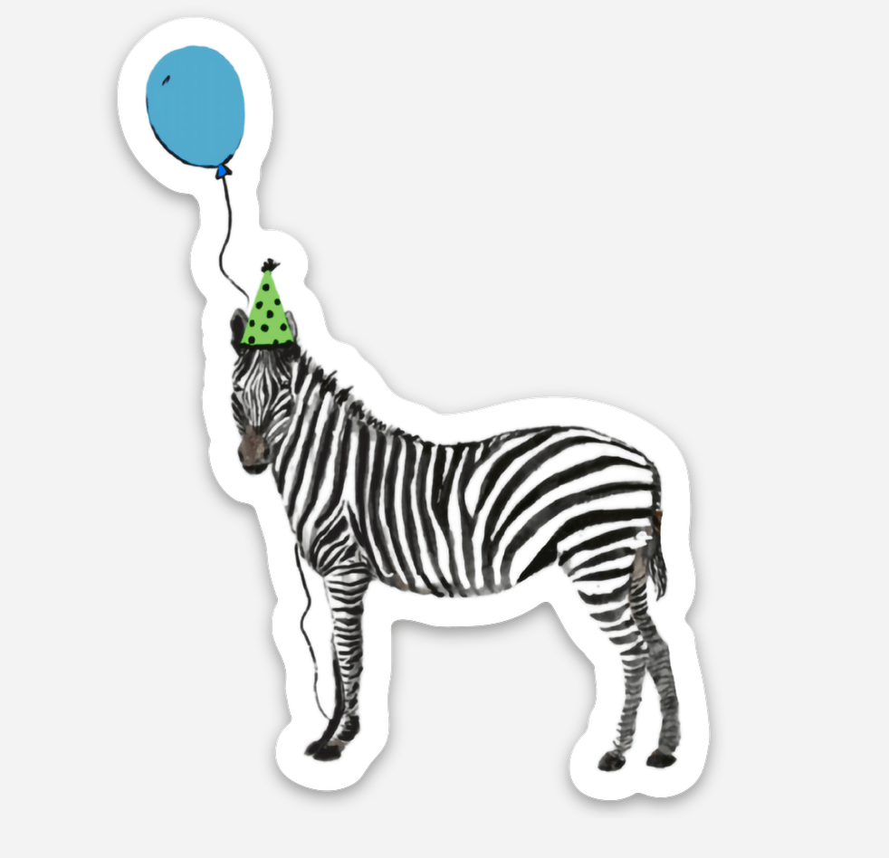 Bailey Made Art Co Party Zebra Vinyl Sticker Sticker
