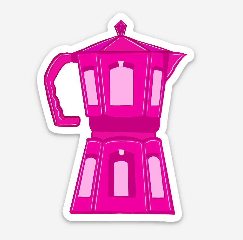Bailey Made Art Co Pink Moka Pot Espresso Vinyl Sticker Sticker