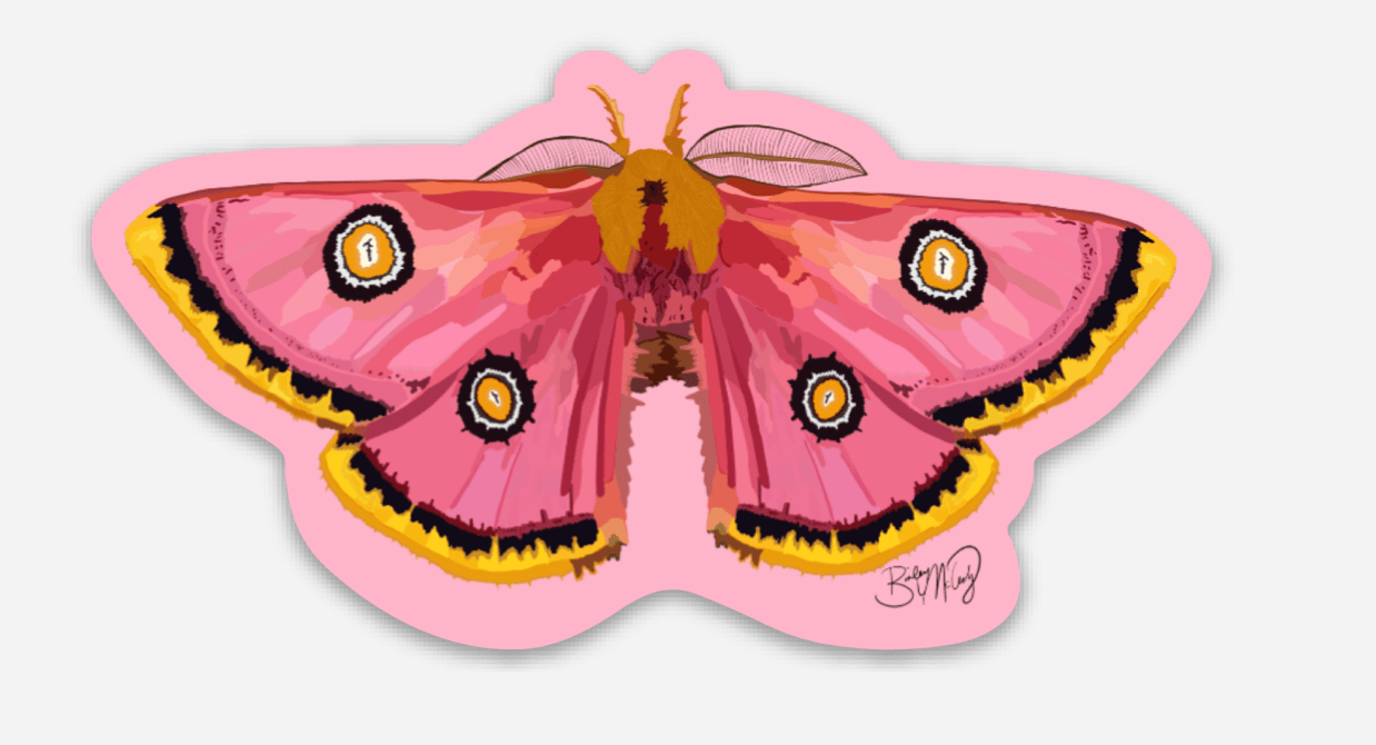 Bailey Made Art Co Pink Moth Vinyl Sticker Sticker