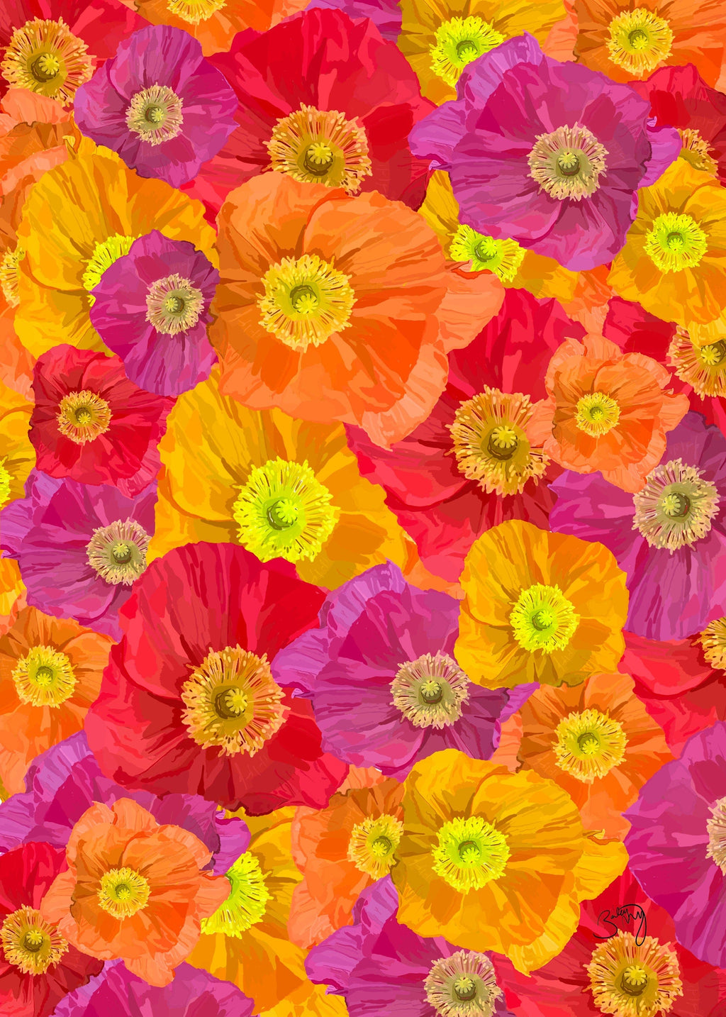 Bailey Made Art Co Poppies Print (Yellow & Orange) Art