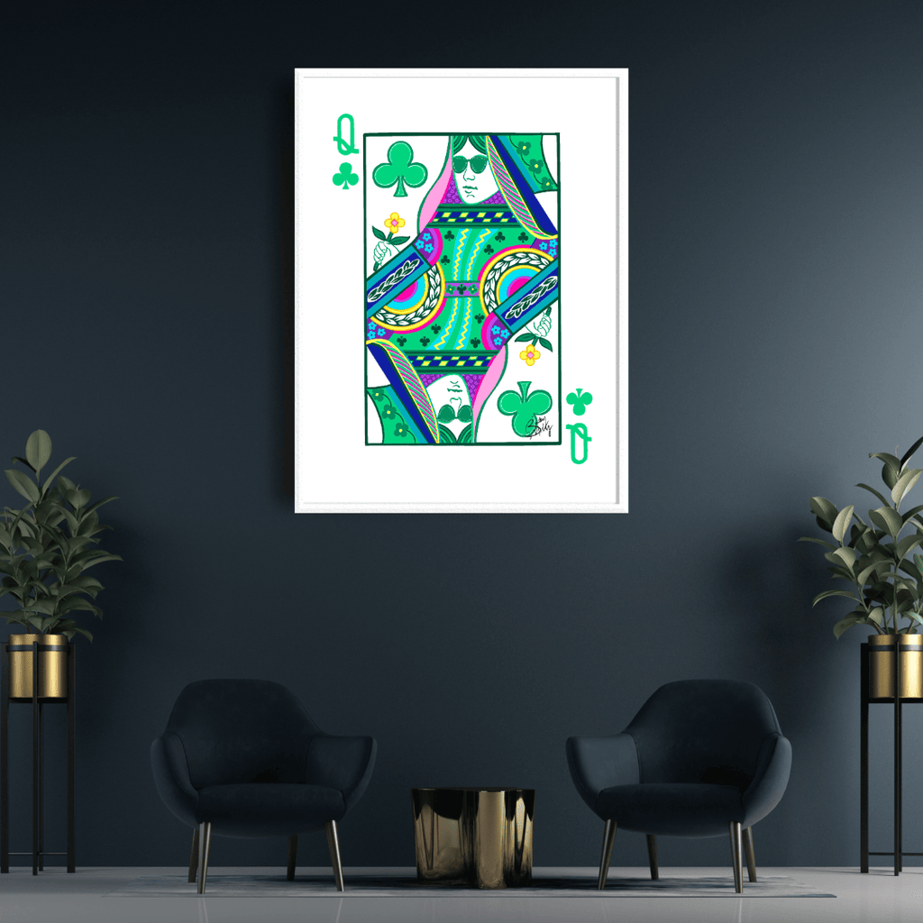 Bailey Made Art Co Queen of Clubs Art Print Art