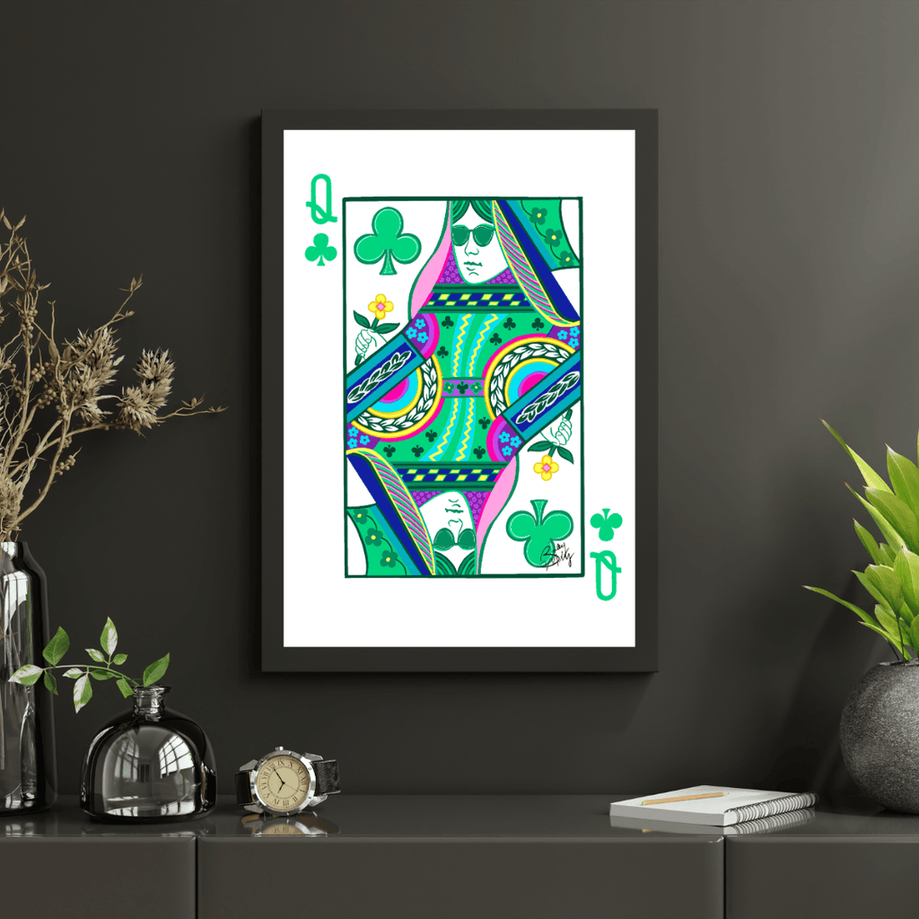 Bailey Made Art Co Queen of Clubs Art Print Art