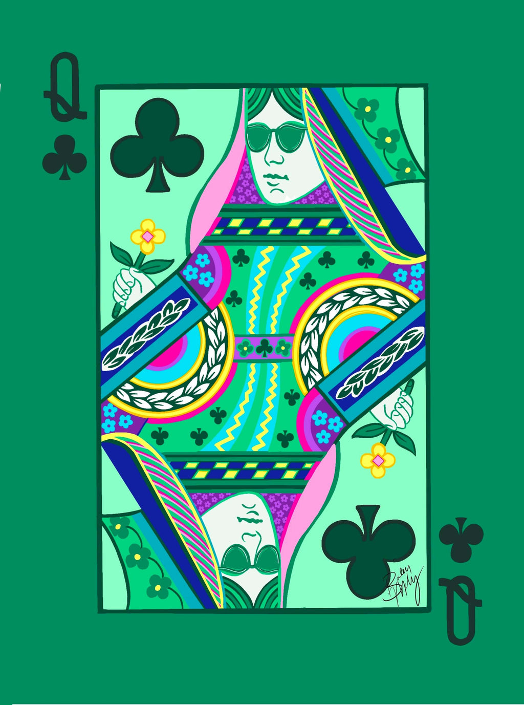 Bailey Made Art Co Queen of Clubs Art Print Art