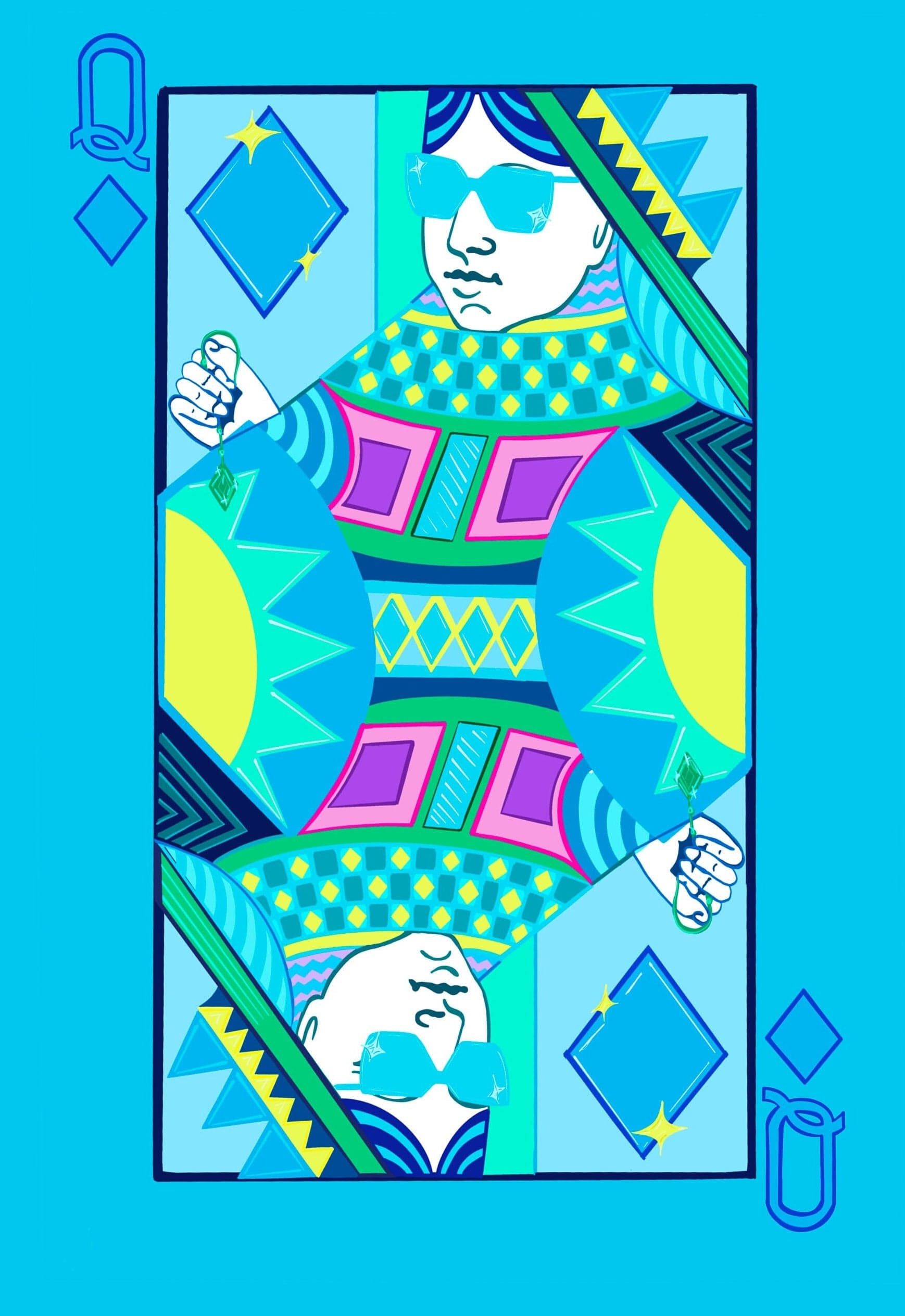 Bailey Made Art Co Queen of Diamonds Art Print Art