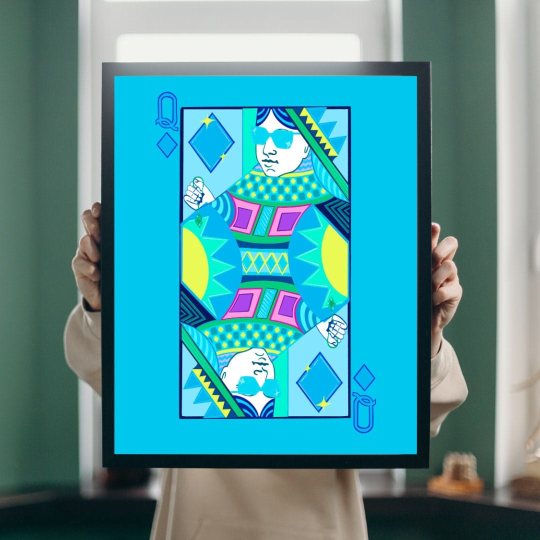 Bailey Made Art Co Queen of Diamonds Art Print Art