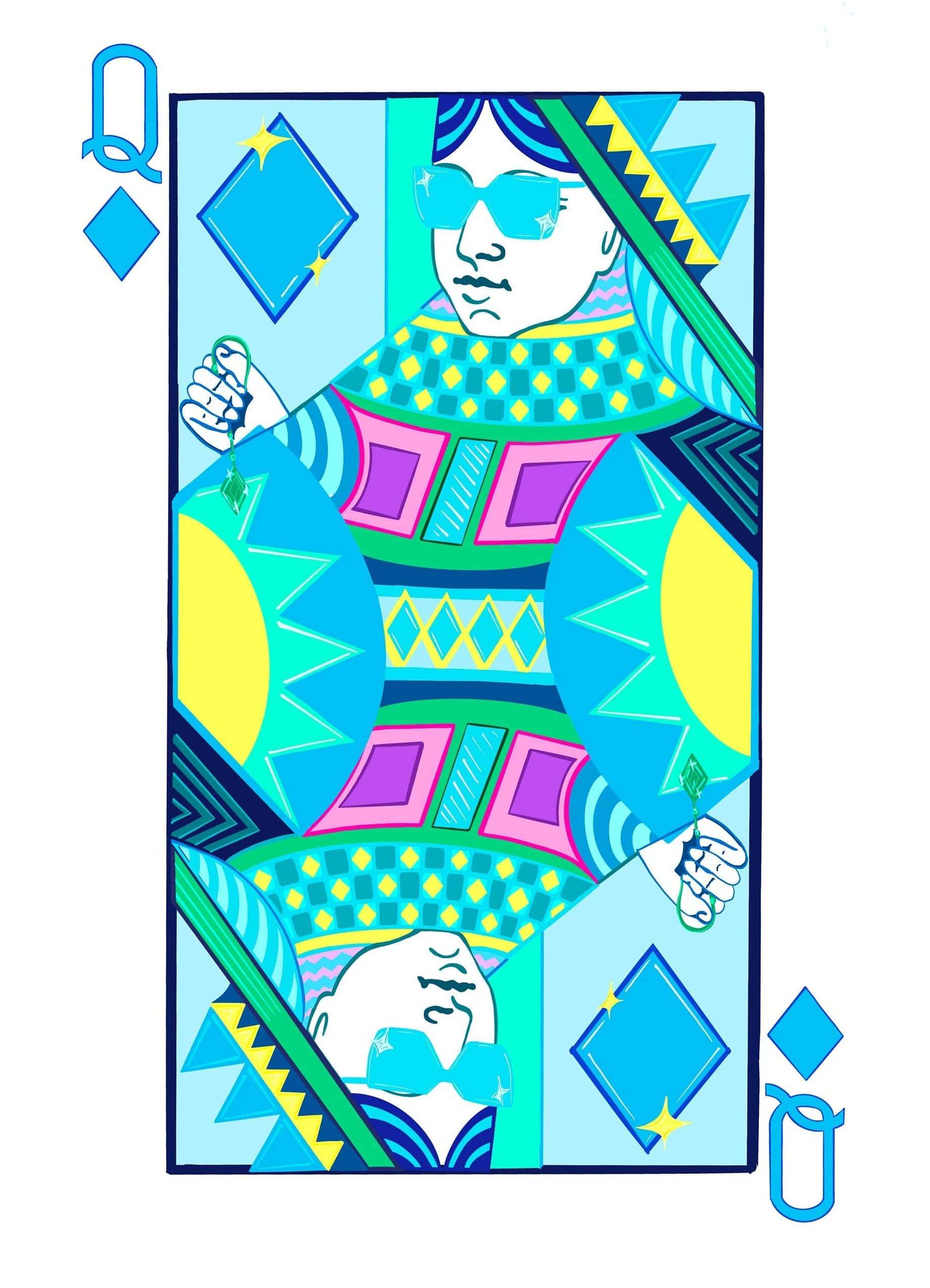Bailey Made Art Co Queen of Diamonds Art Print Art