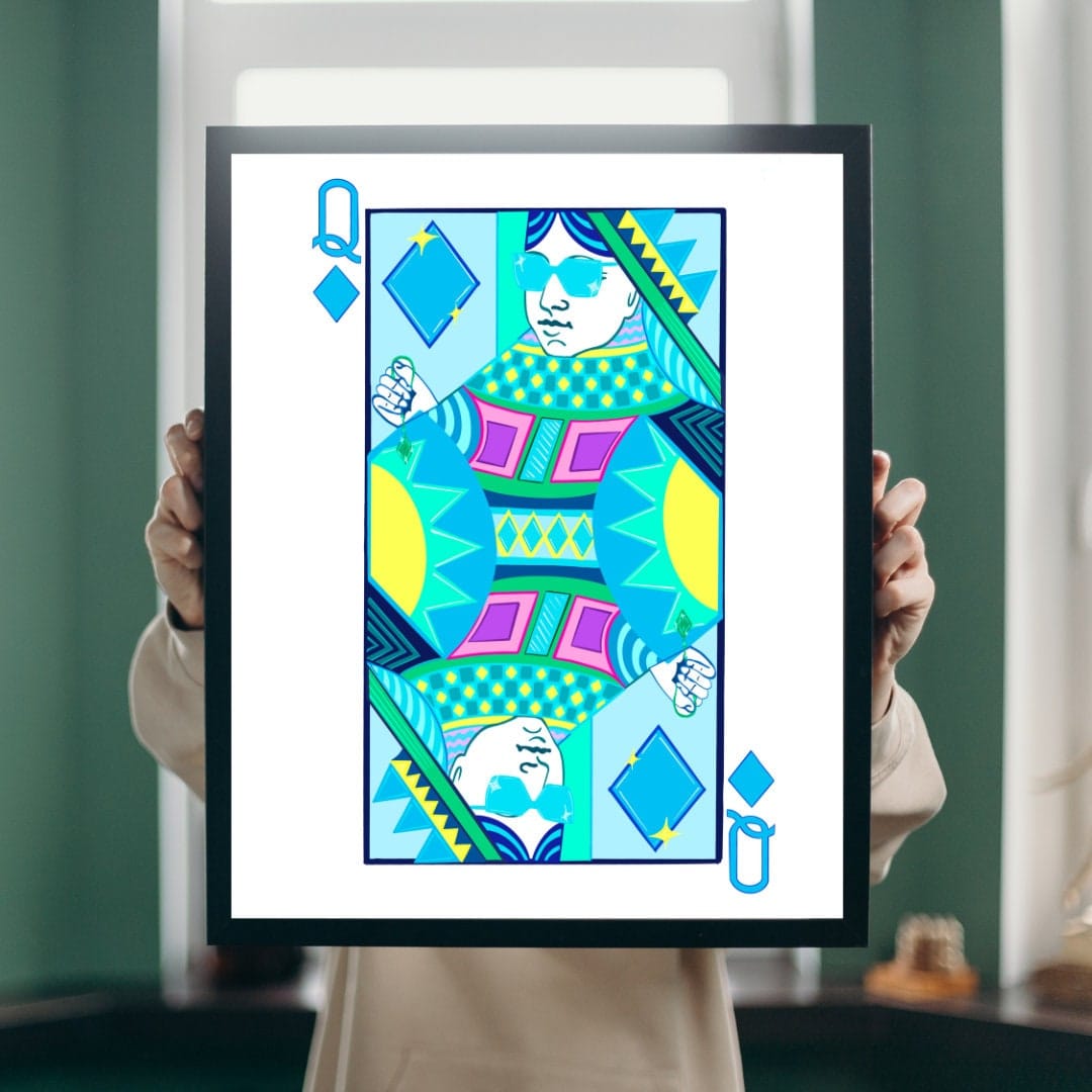 Bailey Made Art Co Queen of Diamonds Art Print Art