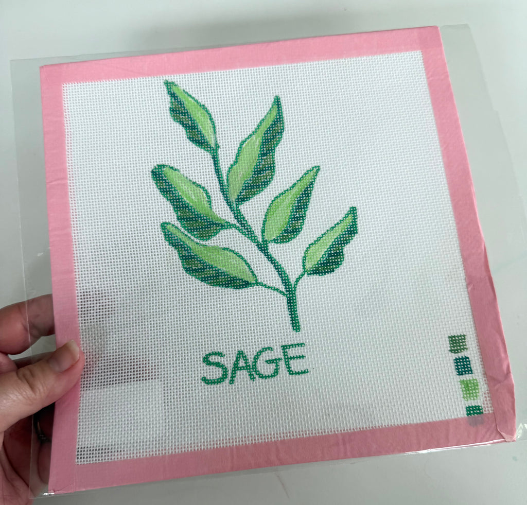 Bailey Made Art Co Sage Herb Needlepoint Canvas Art