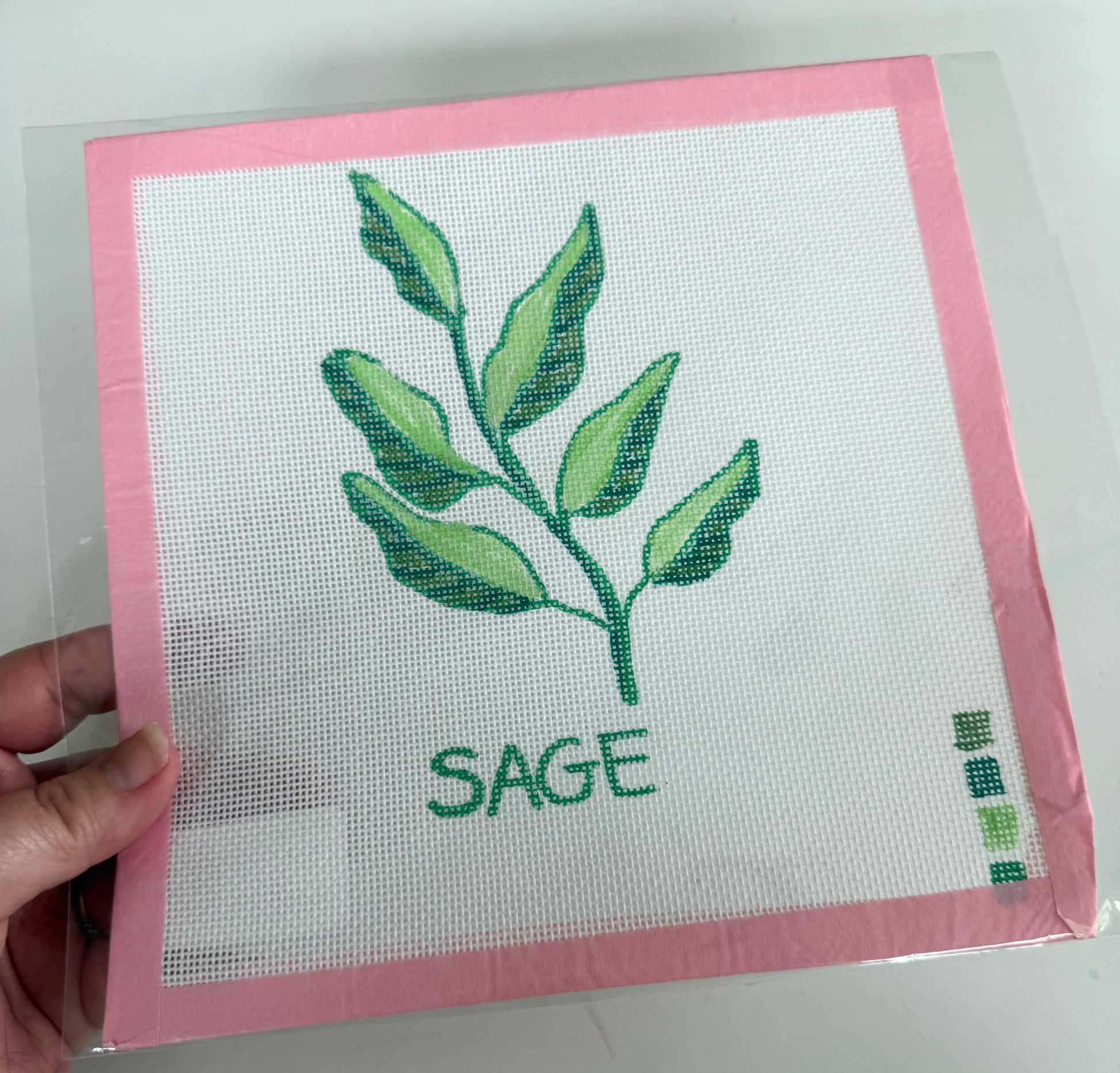 Bailey Made Art Co Sage Herb Needlepoint Canvas Art