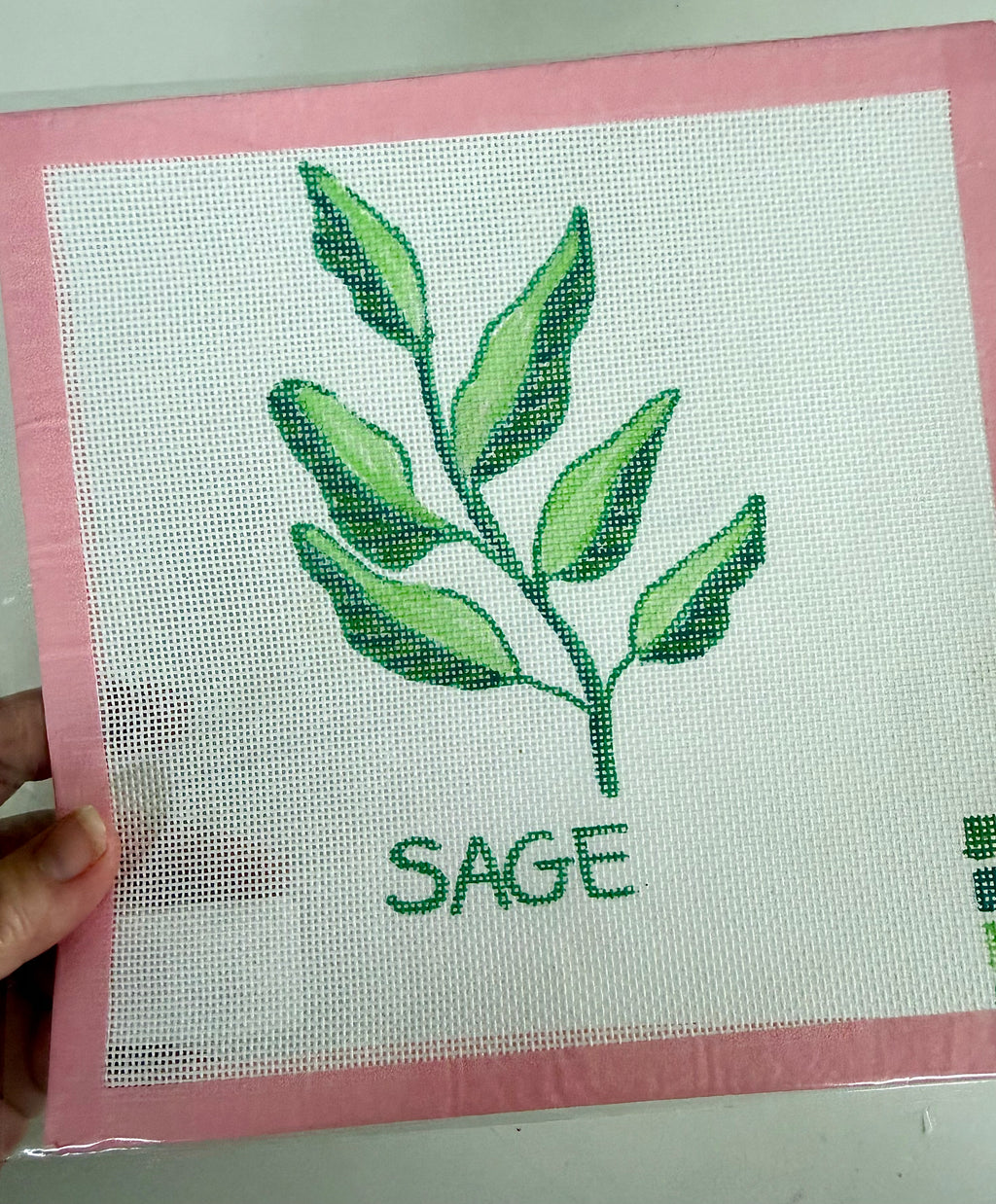 Bailey Made Art Co Sage Herb Needlepoint Canvas Art