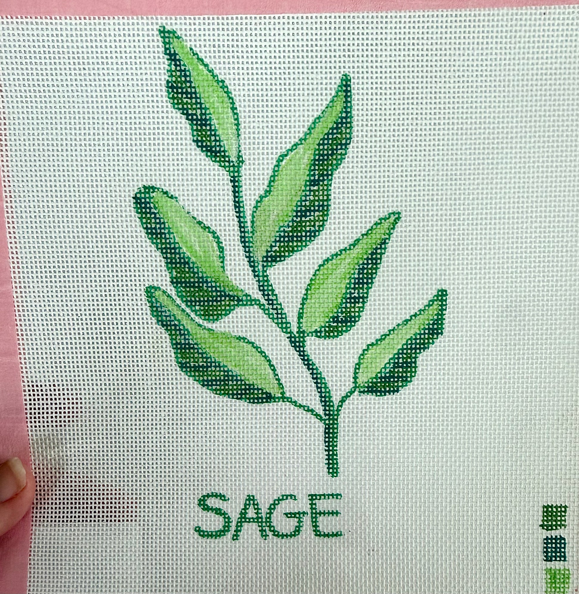 Bailey Made Art Co Sage Herb Needlepoint Canvas Art