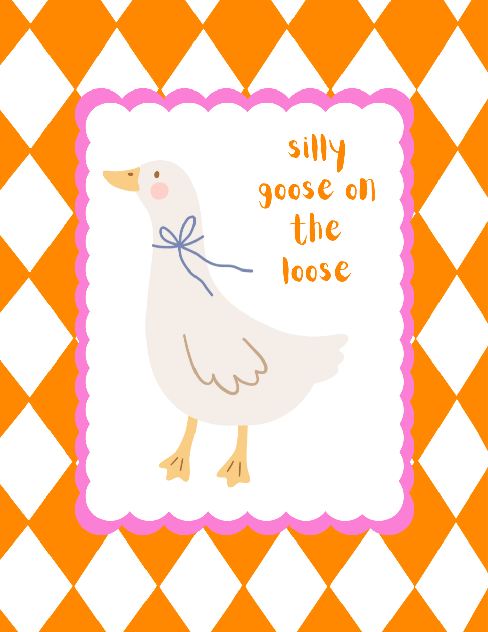 Bailey Made Art Co Silly Goose on the Loose Art Print Orange/Pink Art