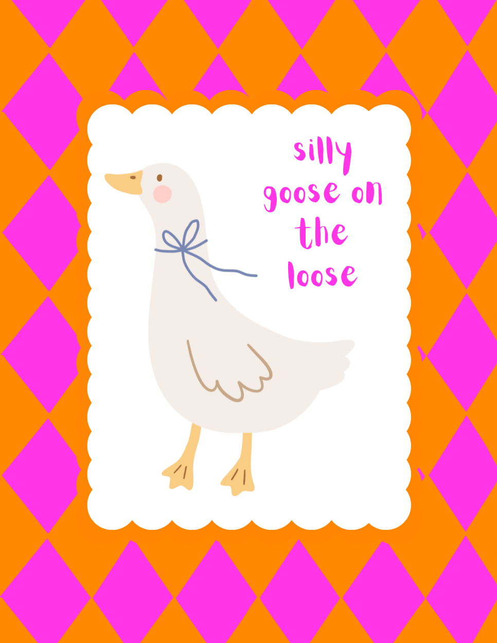 Bailey Made Art Co Silly Goose on the Loose Art Print Orange/Pink Art