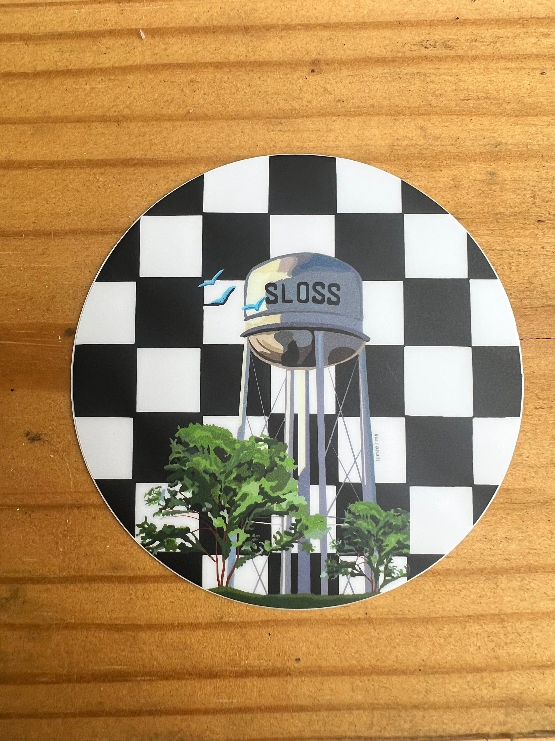 Bailey Made Art Co Sloss Furnace Sticker (Black and White Checkered) Sticker