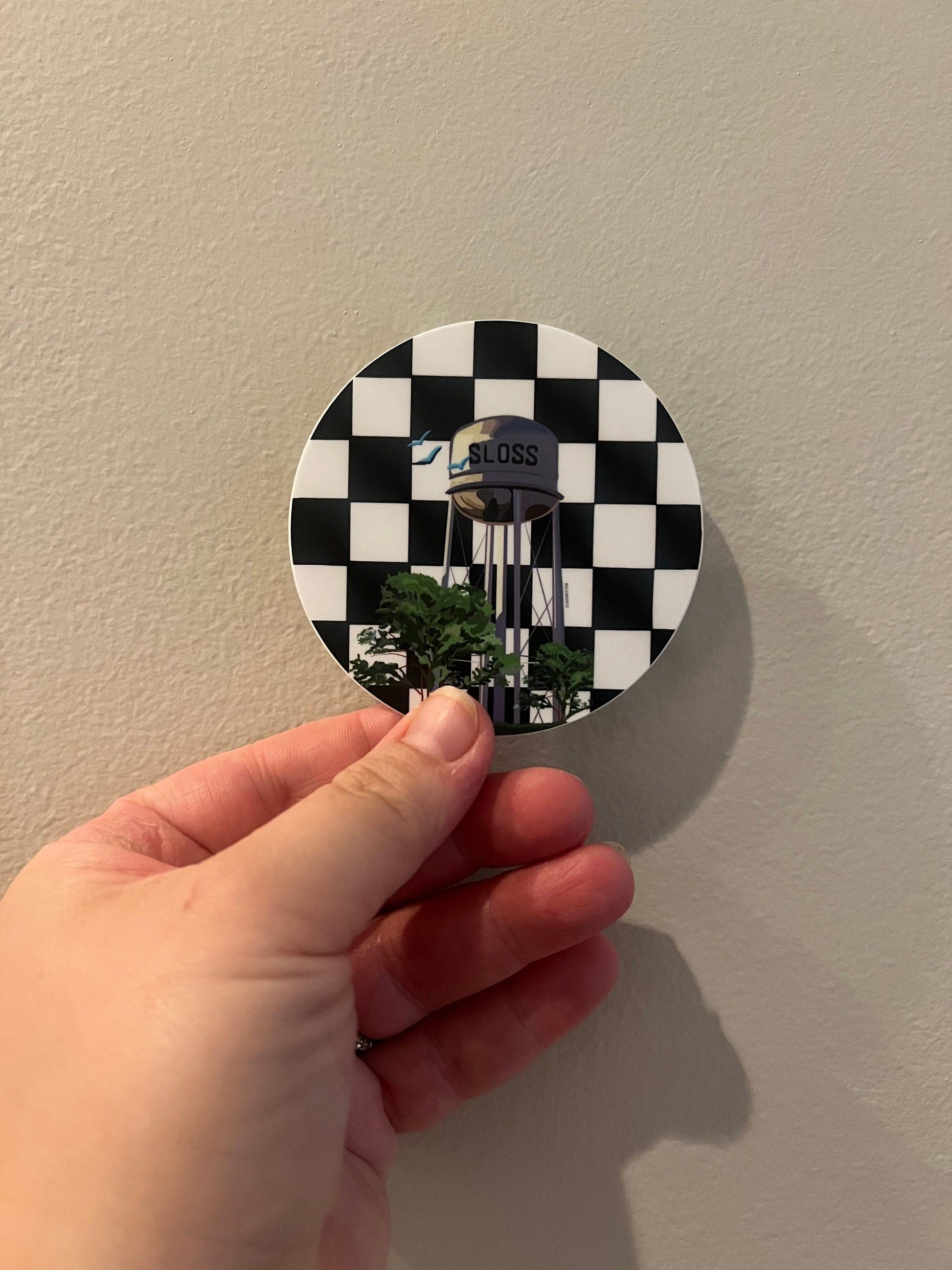 Bailey Made Art Co Sloss Furnace Sticker (Black and White Checkered) Sticker
