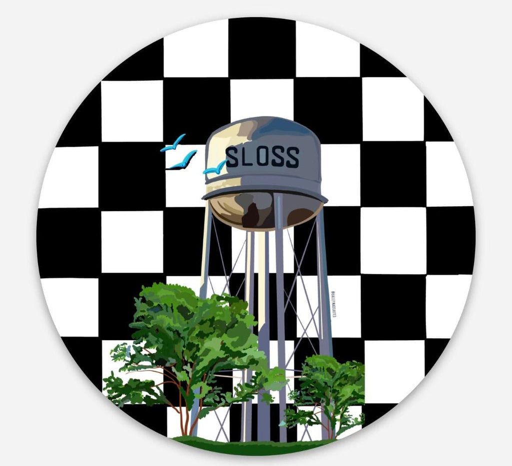 Bailey Made Art Co Sloss Furnace Sticker (Black and White Checkered) Sticker