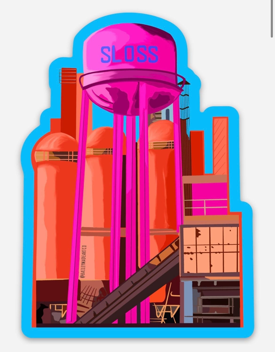 Bailey Made Art Co Sloss Furnace Sticker (Fuchsia) Sticker