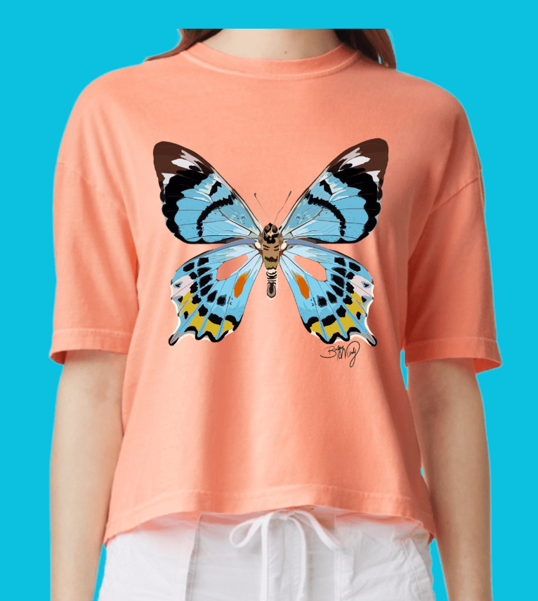 Bailey Made Art Co Design Your Own Daydream Butterfly T Shirt Small / Crop Style T Shirt / Cantaloupe Orange Apparel