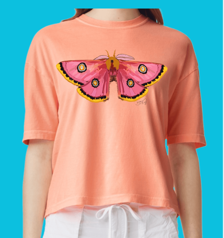 Bailey Made Art Co Design Your Own Princess Moth T Shirt Small / Crop Style T Shirt / Cantaloupe Orange Apparel