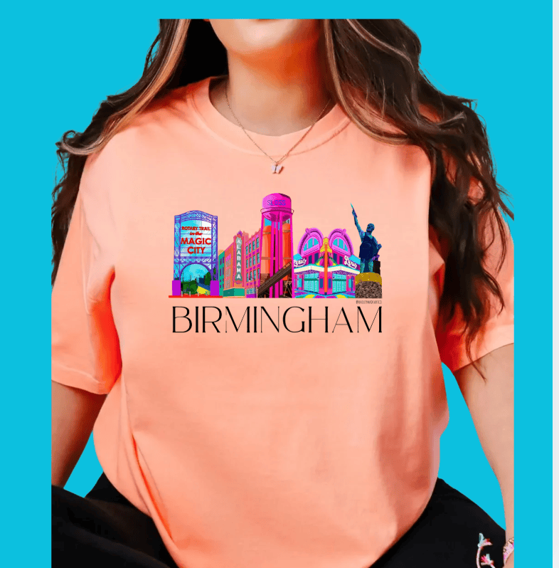 Bailey Made Art Co Cantaloupe Orange Birmingham Icons T Shirt Pre-Order Small / Regular T Shirt Apparel