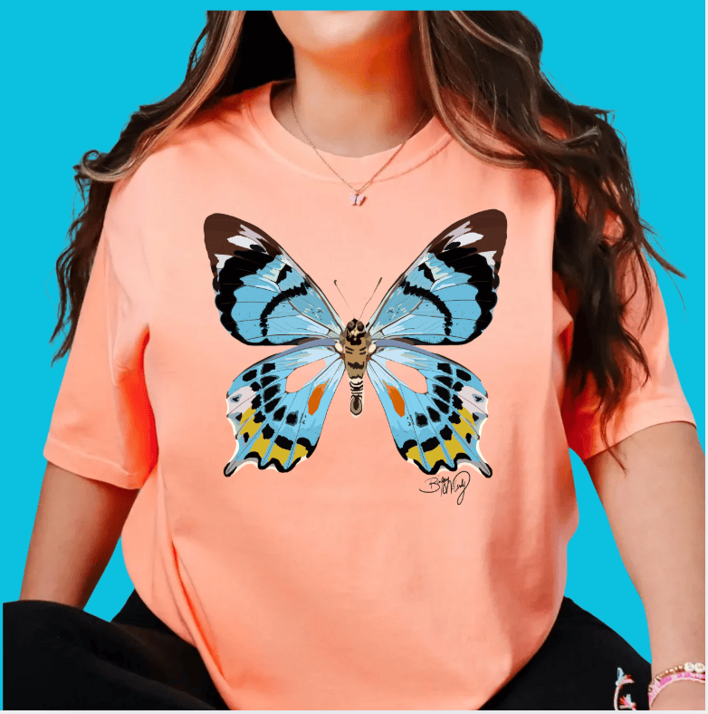 Bailey Made Art Co Design Your Own Daydream Butterfly T Shirt Small / Regular T Shirt / Cantaloupe Orange Apparel