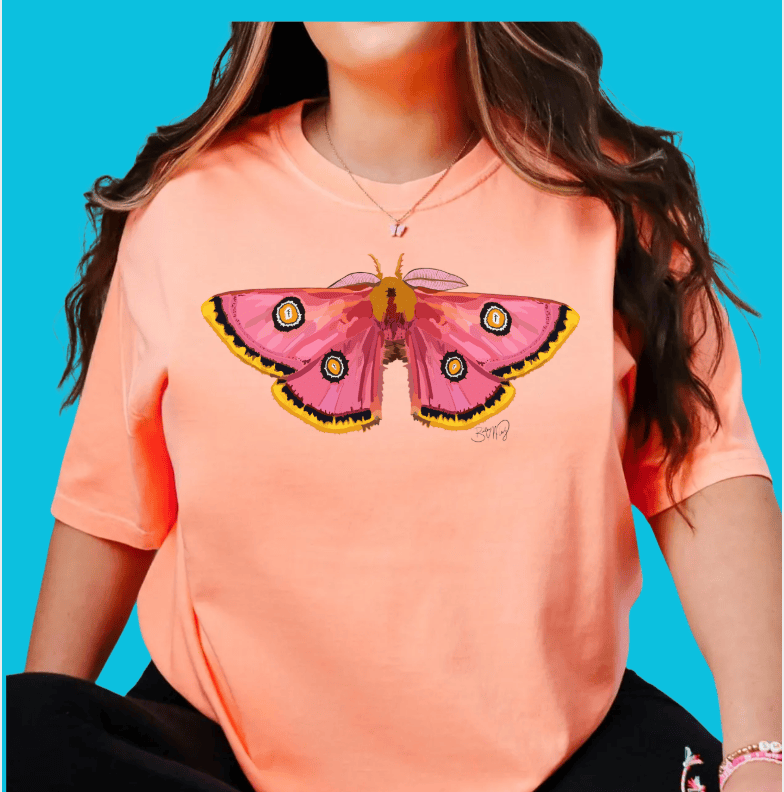 Bailey Made Art Co Design Your Own Princess Moth T Shirt Small / Regular T Shirt / Cantaloupe Orange Apparel