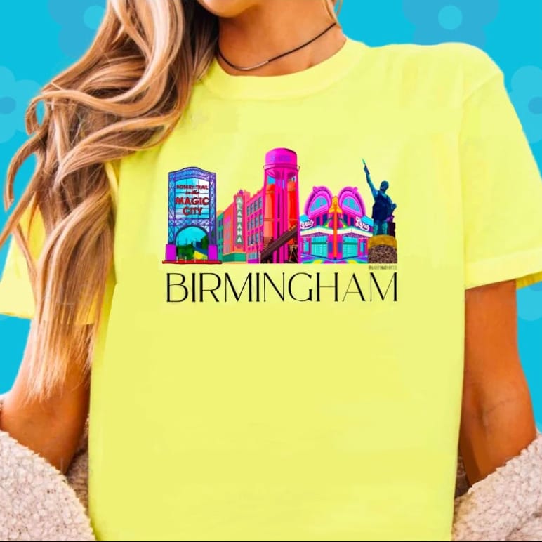 Bailey Made Art Co Lemon Yellow Birmingham Icons T Shirt Pre-Order Small / Regular T Shirt Apparel