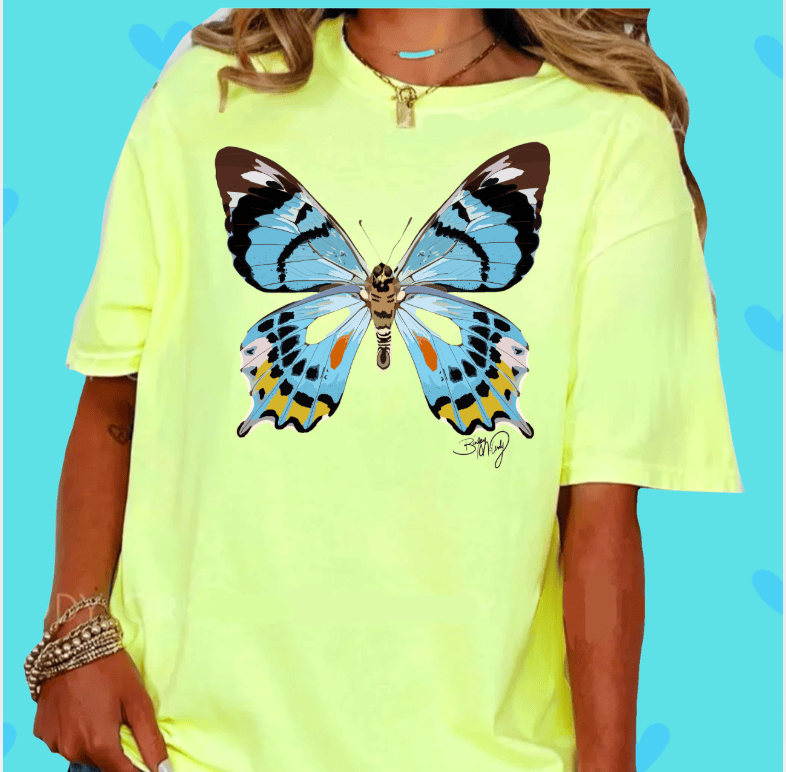Bailey Made Art Co Design Your Own Daydream Butterfly T Shirt Small / Regular T Shirt / Lemon Yellow Apparel