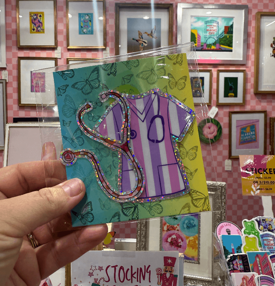 Bailey Made Art Co Sparkly Scrubs Medical Vinyl Sticker Sticker