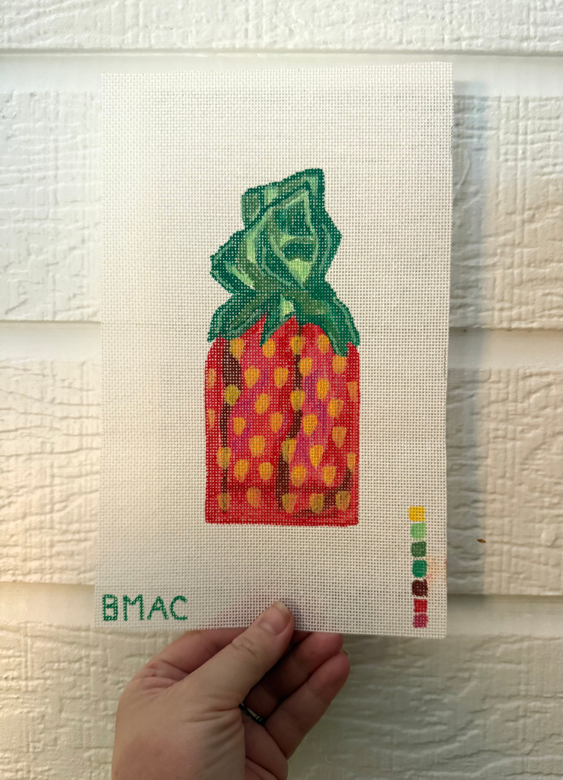 Bailey Made Art Co Strawberry Candy Needlepoint Canvas Art