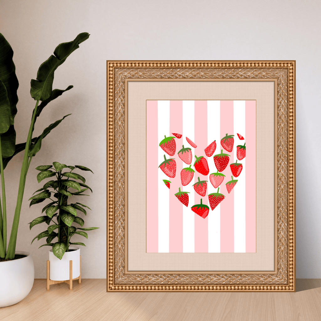 Bailey Made Art Co Strawberry Hearts Art Print Art
