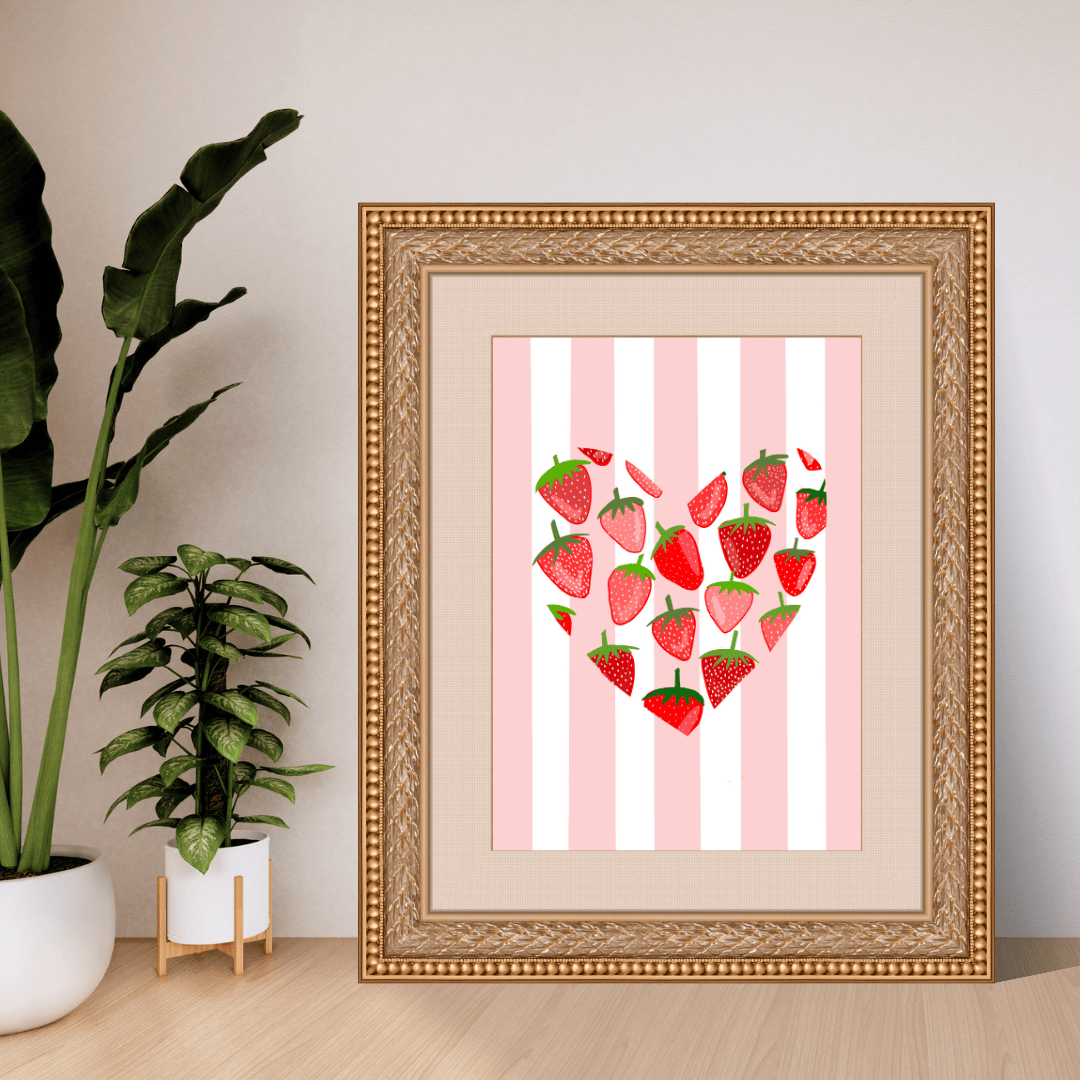 Bailey Made Art Co Strawberry Hearts Art Print Art