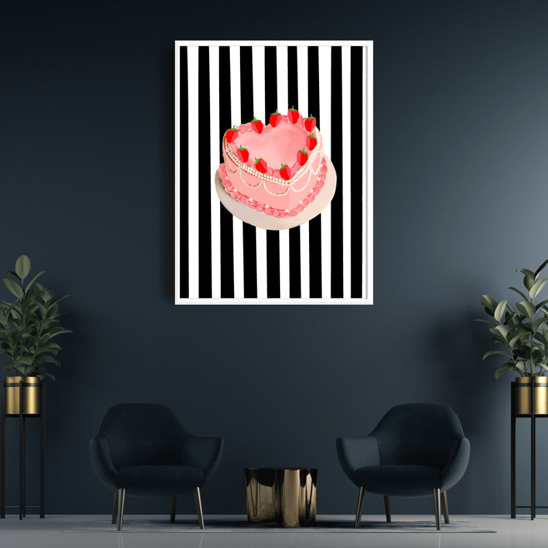 Bailey Made Art Co Striped Strawberry Cake Art Print Art