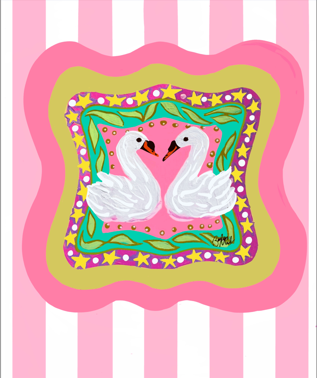 Bailey Made Art Co Swans in Love Art Print Art