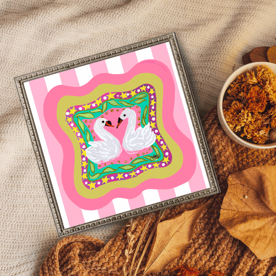 Bailey Made Art Co Swans in Love Art Print Art