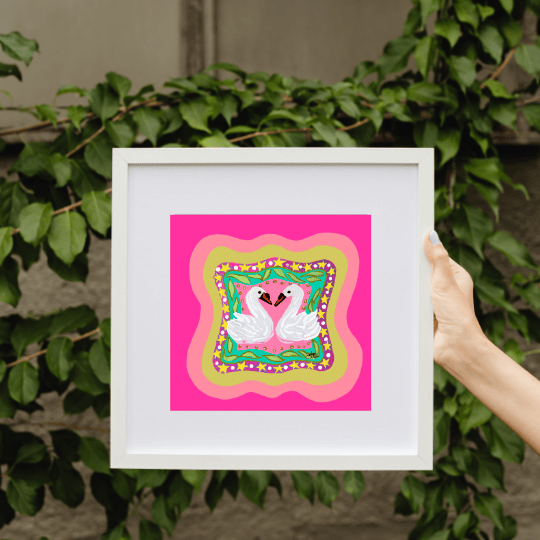 Bailey Made Art Co Swans in Love Art Print Art
