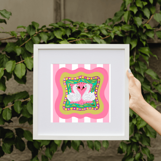 Bailey Made Art Co Swans in Love Art Print Art