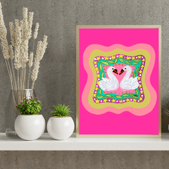 Bailey Made Art Co Swans in Love Art Print Art