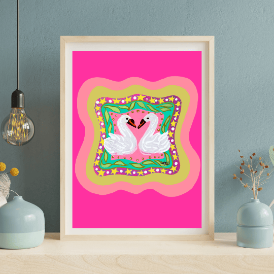 Bailey Made Art Co Swans in Love Art Print Art
