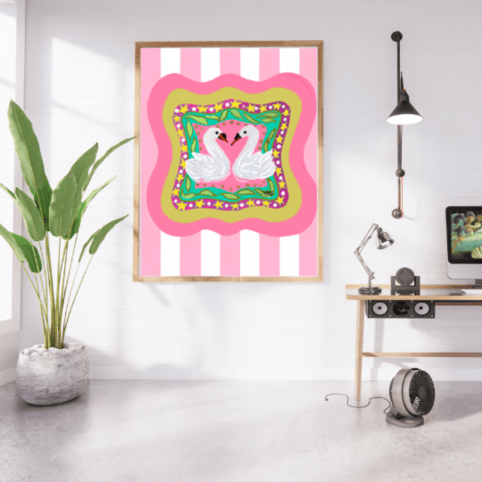 Bailey Made Art Co Swans in Love Art Print Art