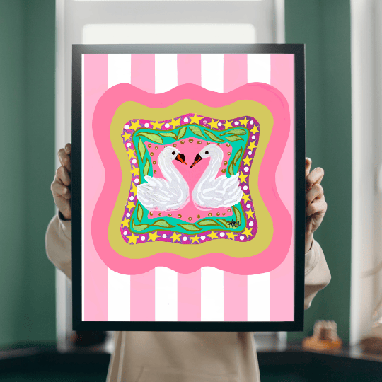 Bailey Made Art Co Swans in Love Art Print Art