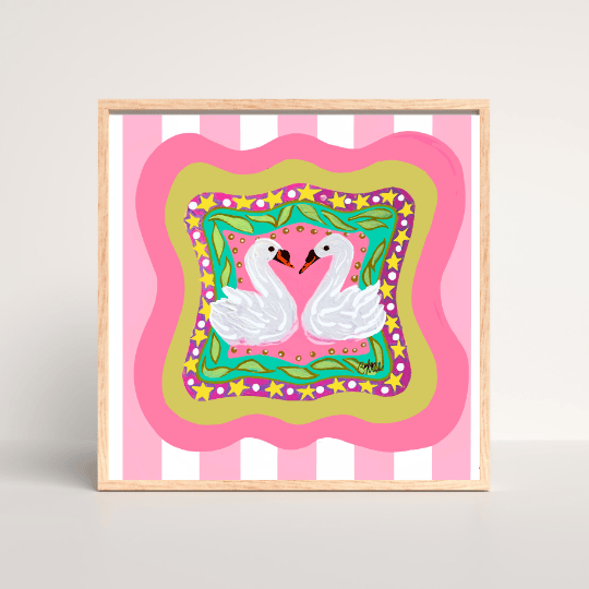 Bailey Made Art Co Swans in Love Art Print Art
