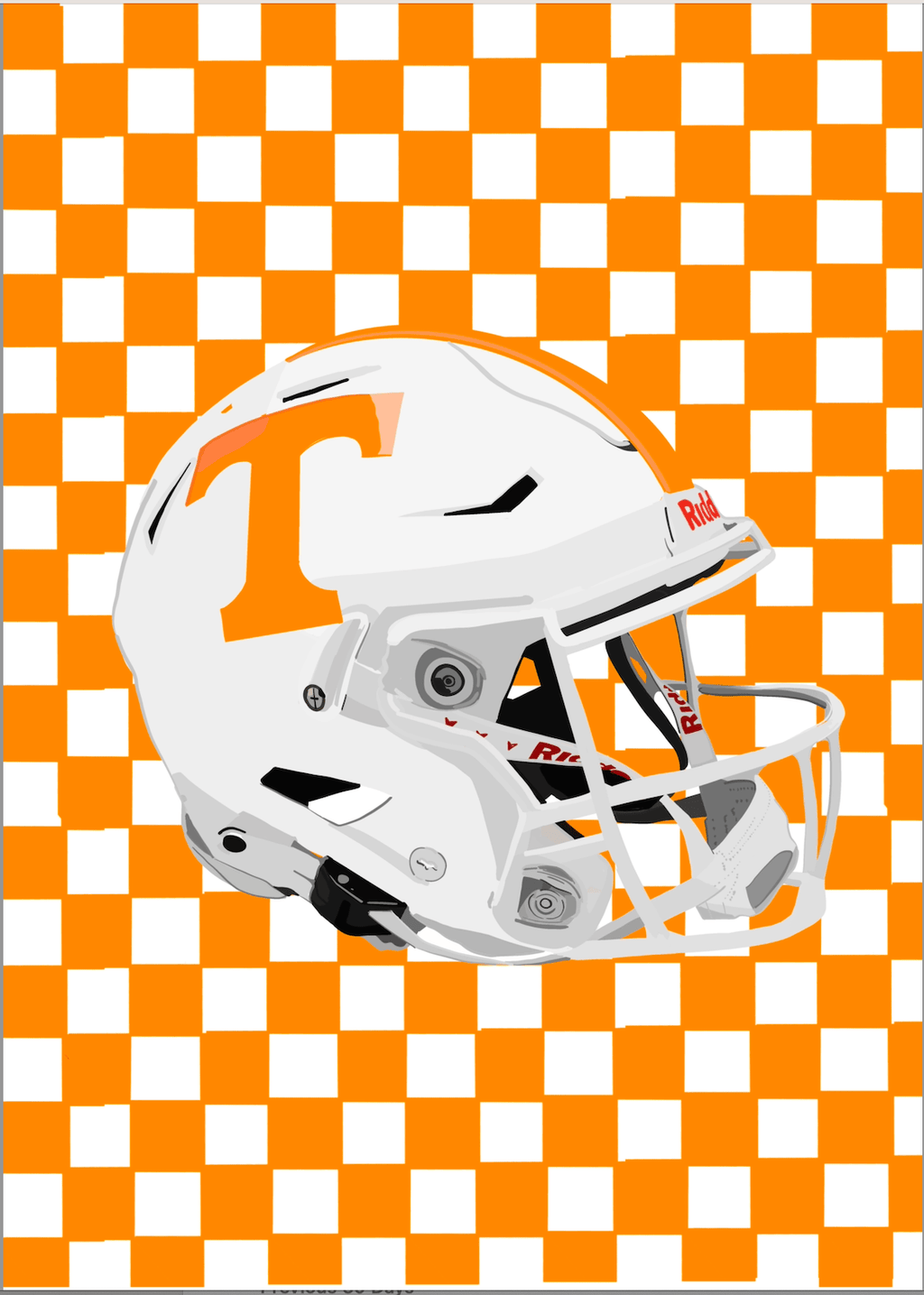 Bailey Made Art Co Tennessee Helmet on Checkered Art Print Art