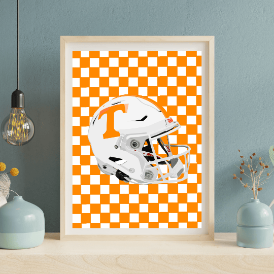 Bailey Made Art Co Tennessee Helmet on Checkered Art Print Art