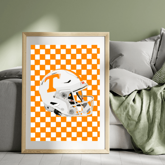 Bailey Made Art Co Tennessee Helmet on Checkered Art Print Art