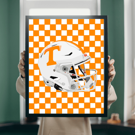Bailey Made Art Co Tennessee Helmet on Checkered Art Print Art