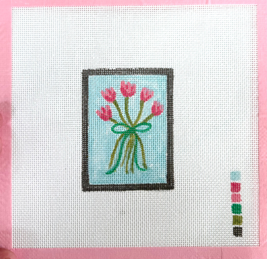 Bailey Made Art Co Tulip Bundle Tag Needlepoint Canvas Art
