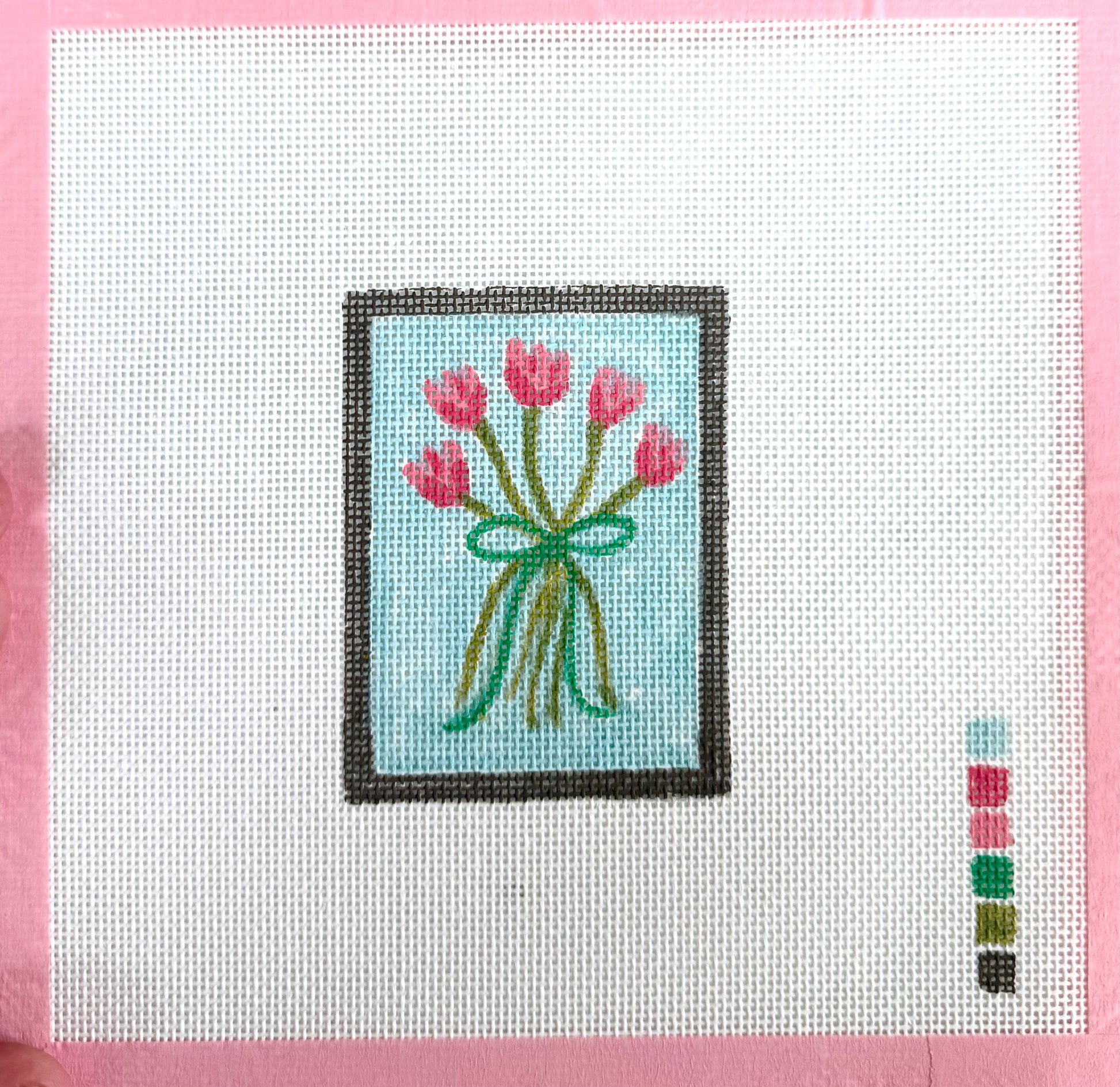 Bailey Made Art Co Tulip Bundle Tag Needlepoint Canvas Art