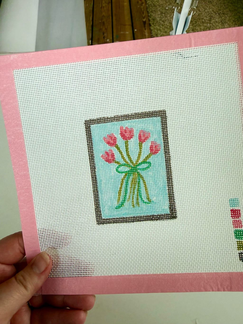 Bailey Made Art Co Tulip Bundle Tag Needlepoint Canvas Art